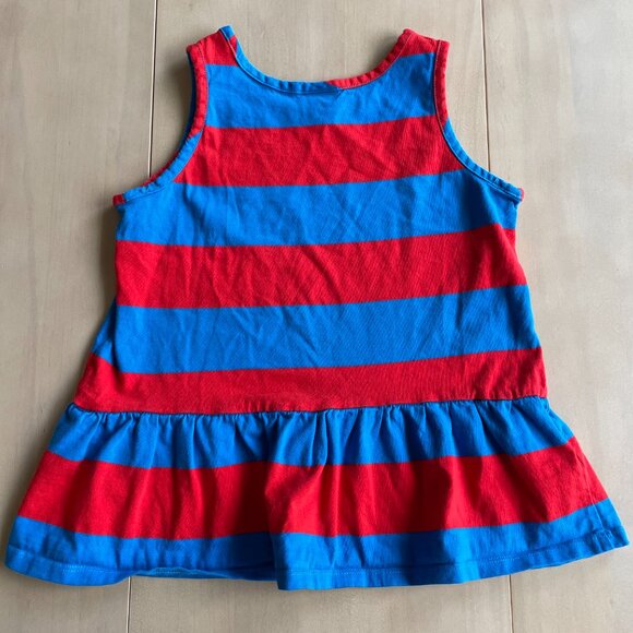 Hanna Andersson Stripe Peplum Tank In Combed Cotton, Red & Blue - Size 8 - Picture 9 of 11